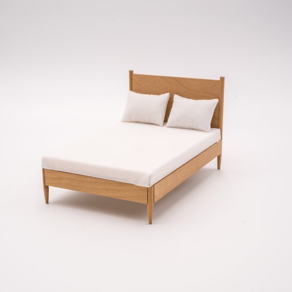 1:12 Scale Miniature Metal Bed – Dollhouse Furniture With Mattress & Pillow
