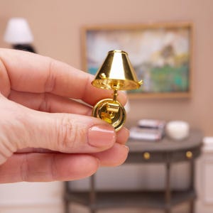 Miniature Dollhouse Gold Wall Sconce, Miniature Battery Operated Light, Dollhouse Wall Lamp, 1:12 scale dollhouse miniature Lamp LED light