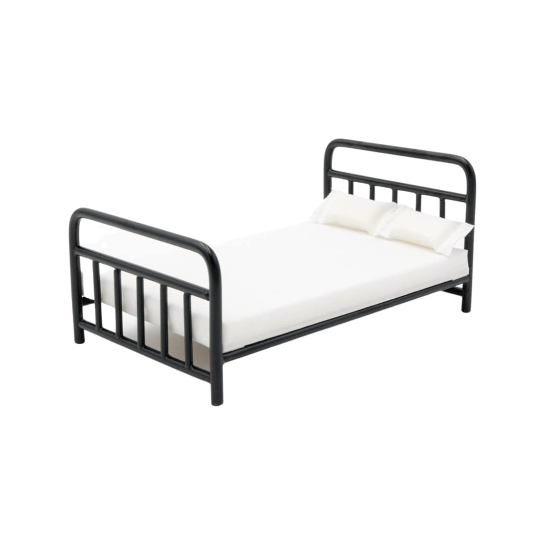 Dollhouse Miniature Bed With Mattress Large Dollhouse Bed Miniature