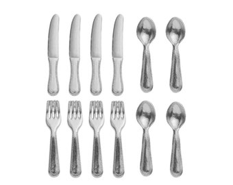 Dollhouse Miniature Silverware Set Miniature Knife Fork Spoon Miniature Kitchenware Miniature Cutlery 1:12 Scale Miniature