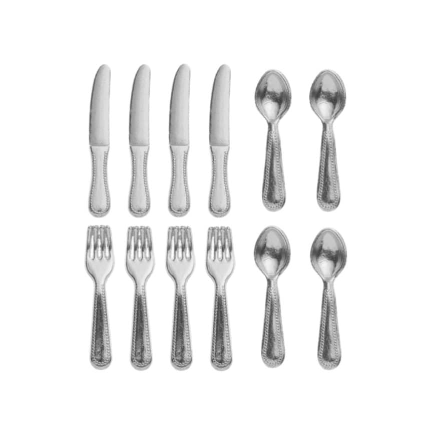 1 Inch Scale Gold Silverware Dollhouse Miniature Set - 12 pieces – Real  Good Toys