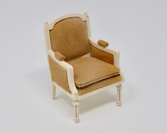 Dollhouse Miniature Chair Shabby Chic Chair Dollhouse Vintage Chair 1:12 Scale Furniture