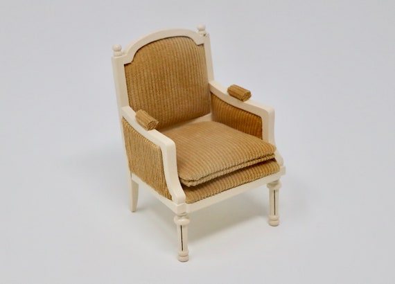 Dollhouse Miniature Chair Shabby Chic Chair Dollhouse Vintage Chair 1:12 Scale Furniture