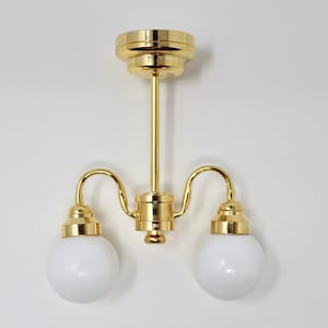2 Arm Gold Chandelier Dollhouse Light Dollhouse Lamp LED Light with on/off switch 1:12 scale dollhouse miniatures