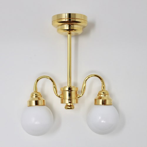 2 Arm Gold Chandelier Dollhouse Light Dollhouse Lamp LED Light Etsy
