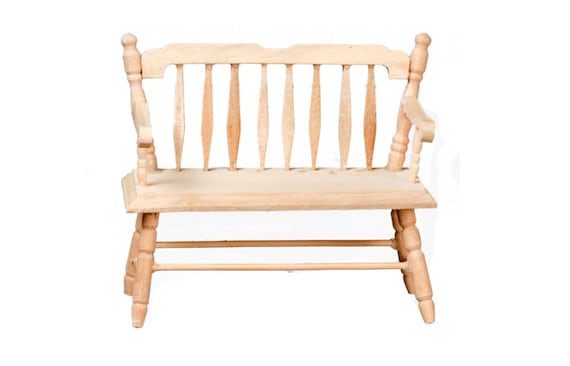 Dollhouse Miniature Bench Shabby Chic Chair Bench Dollhouse Vintage Chair Unfinished Dollhouse Bench 1:12 Scale Furniture