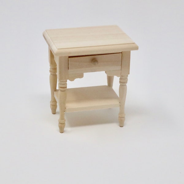 Dollhouse Miniature Unfinished Nightstand Small Table Miniature Table 1:12 Scale Furniture