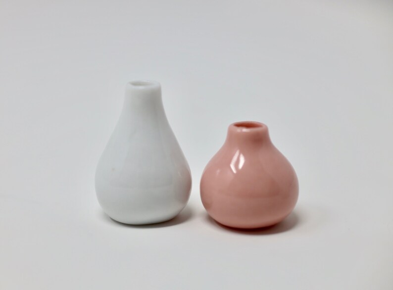Dollhouse Miniature Vase Pink and White Vases Set of Vases Etsy