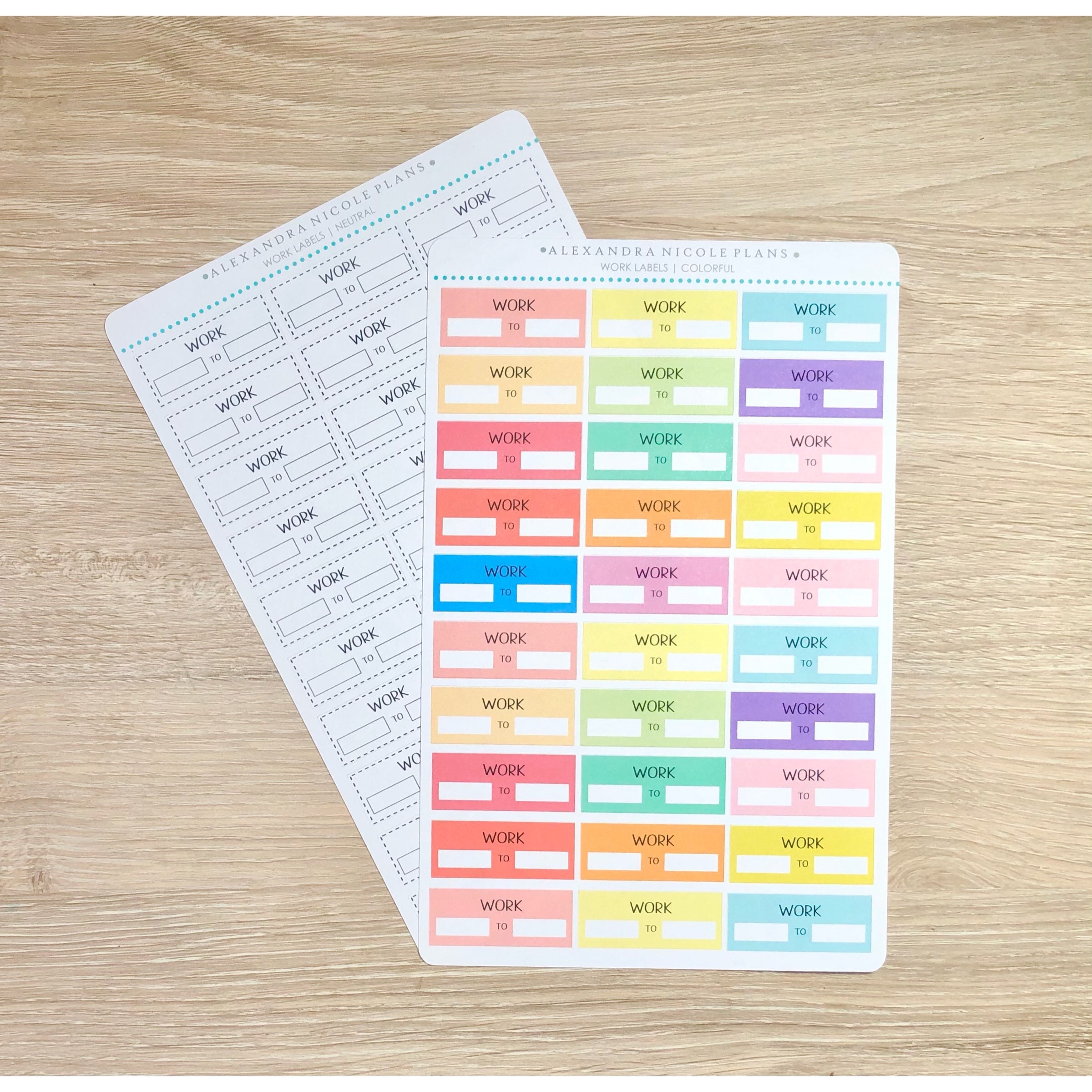 Finished and unfinished work labels