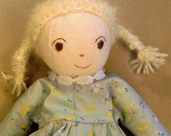 Cuddly doll ROSA, washable, soft, cotton fabric doll 33 cm,