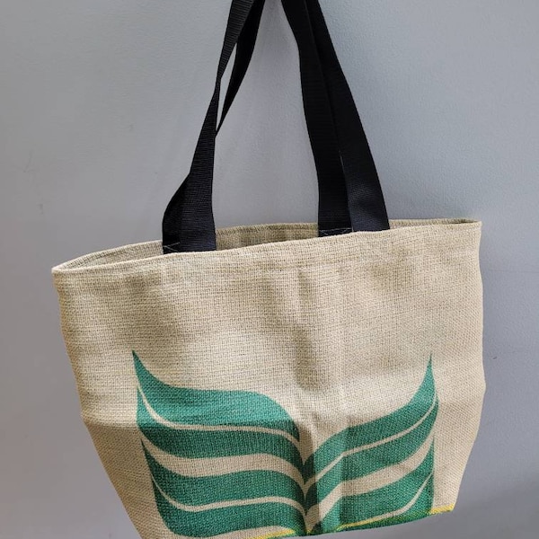 Upcycled Kaffeesack Tote Umhängetasche ~ recycelter brasilianischer Jute hessischer Sack ~ robuste Markttasche ~ Kaffeetrinker Geschenk ~ industrieller Stil