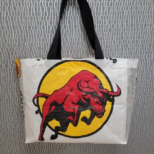 Upcycled Thai Rice Sack Tote Bag: Handmade Market Shoulder Bag