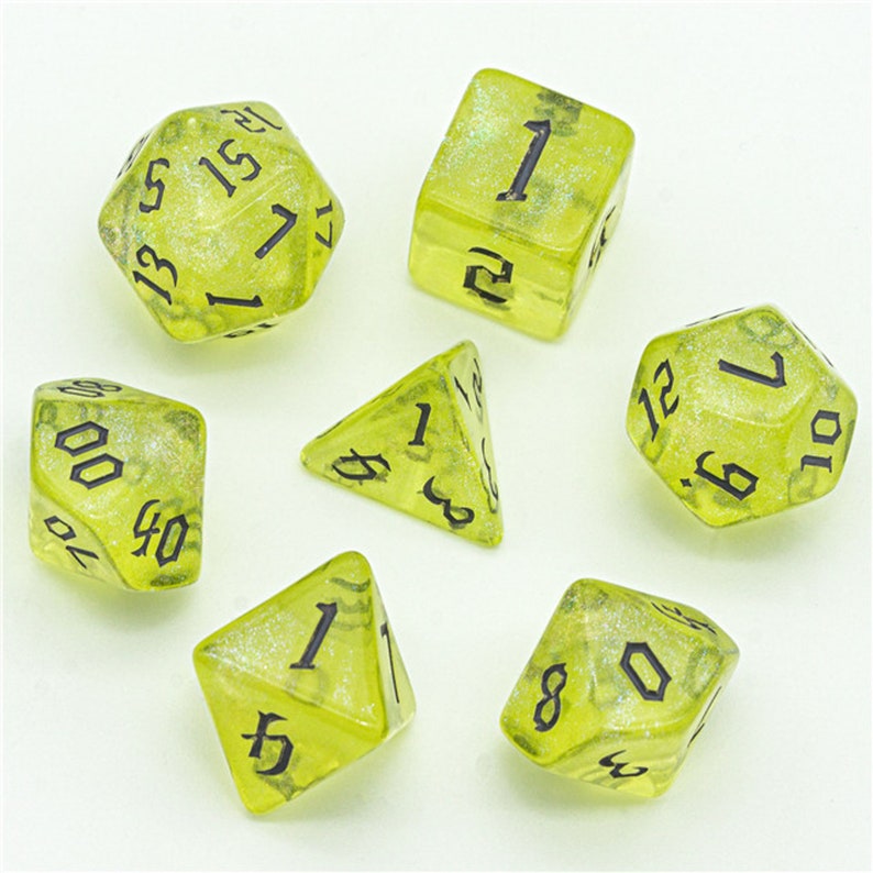 Udixidice Spotted 7 x Polyhedral dice Set Green D&D RPG 