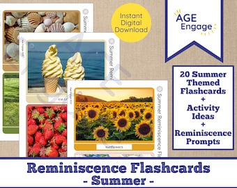 Summer Reminiscence Flashcards - Dementia Activity Digital Download - Printable Senior Game - Alzheimer’s Aid - Cognitive Stimulation