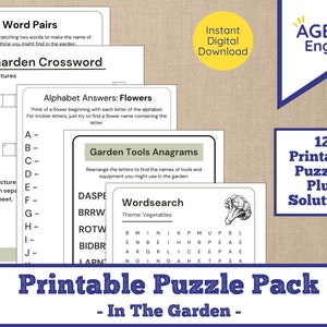 Dementia Puzzles Activity Pack - Garden Themed Printable Resources for Activities Coordinators - Cognitive Workbook Alzheimer&#39;s