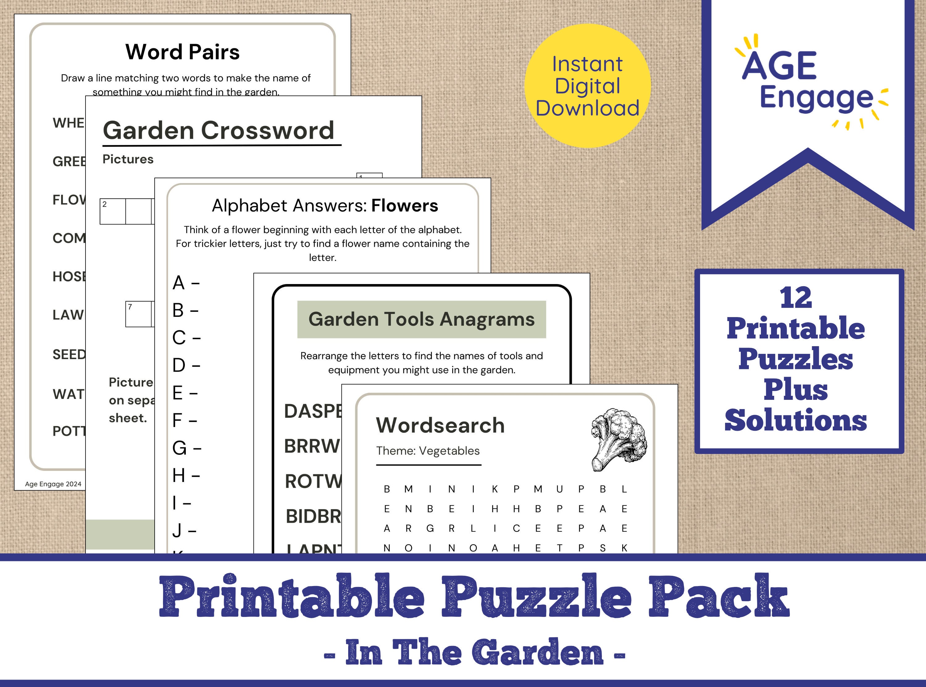 Dementia Puzzles Activity Pack - Garden Themed Printable Resources for