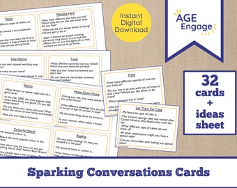 Dementia Activity Digital Download - Sparking Conversations Printable Cards - Social Interaction Prompt Cards - Alzheimer's Resource