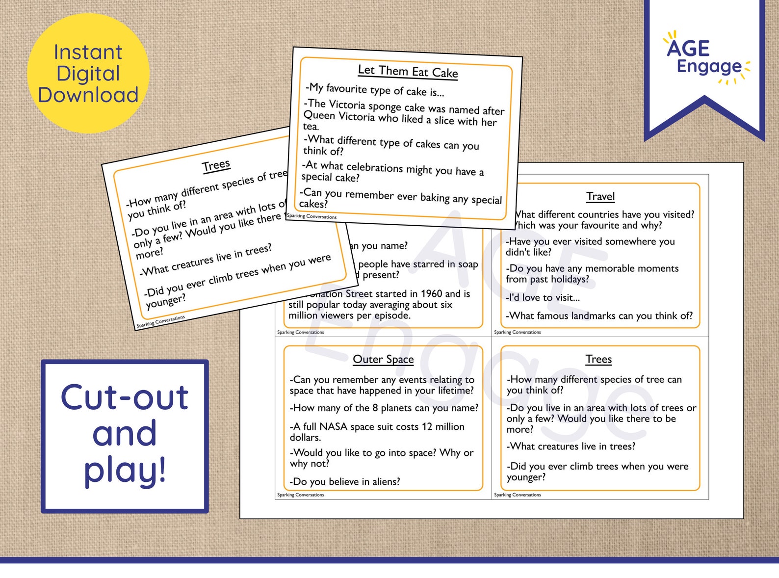 Dementia Activity Digital Download Sparking Conversations Printable Cards Social Interaction ...