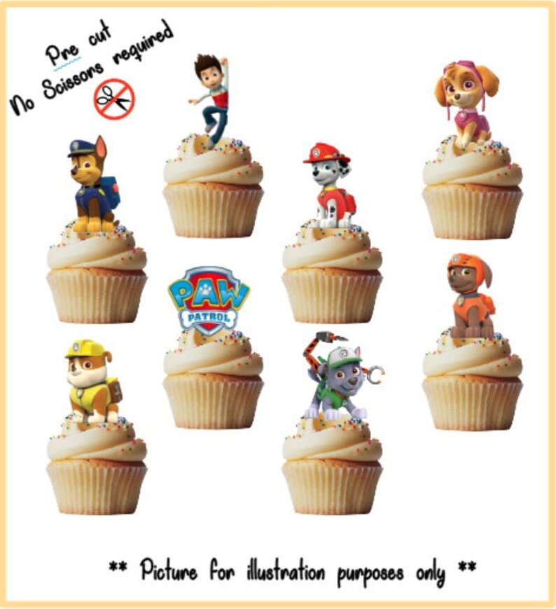 Paw Patrol stand up edible cupcake toppers Etsy