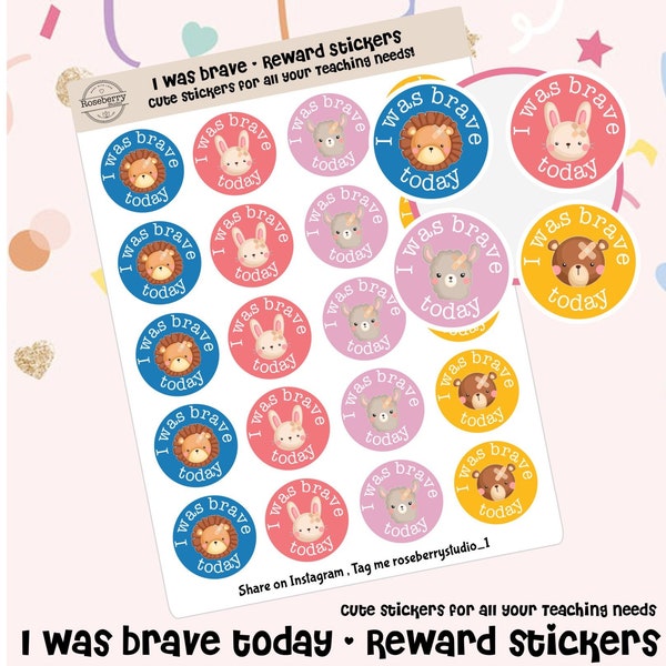 I was Brave Today | Teacher/TA stickers | Reward stickers | Praise | marking work | School stickers |Teacher gift | TA gift | Bravery x 20
