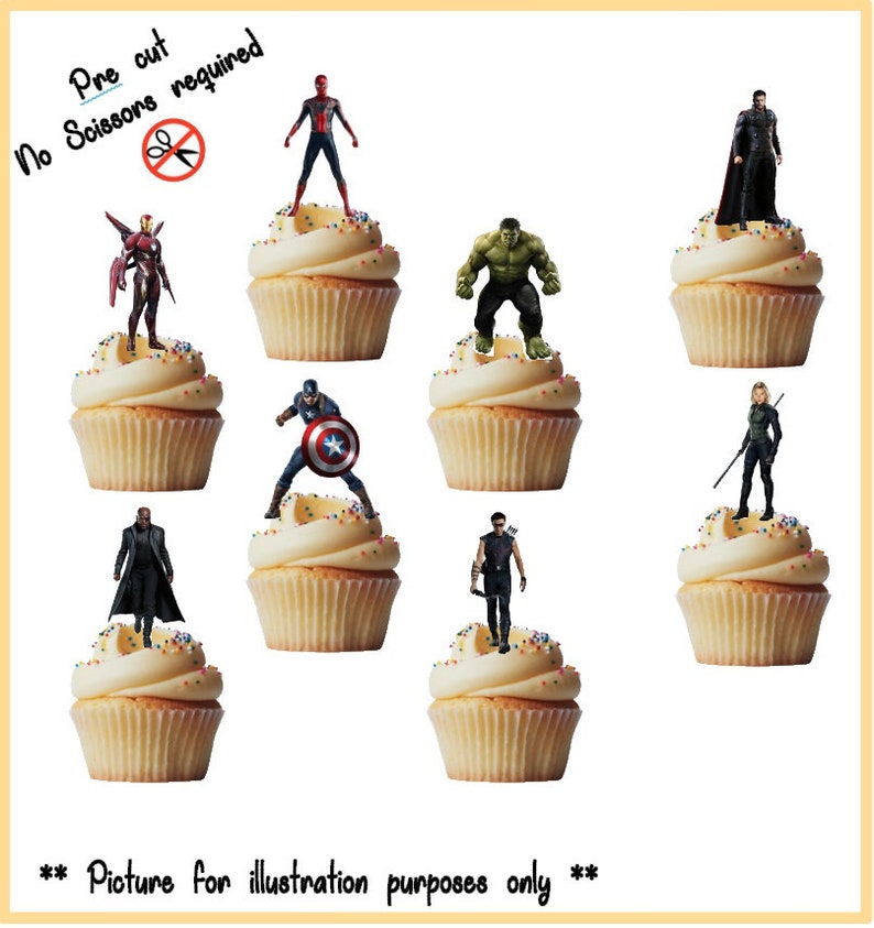 Avengers stand up edible cupcake toppers