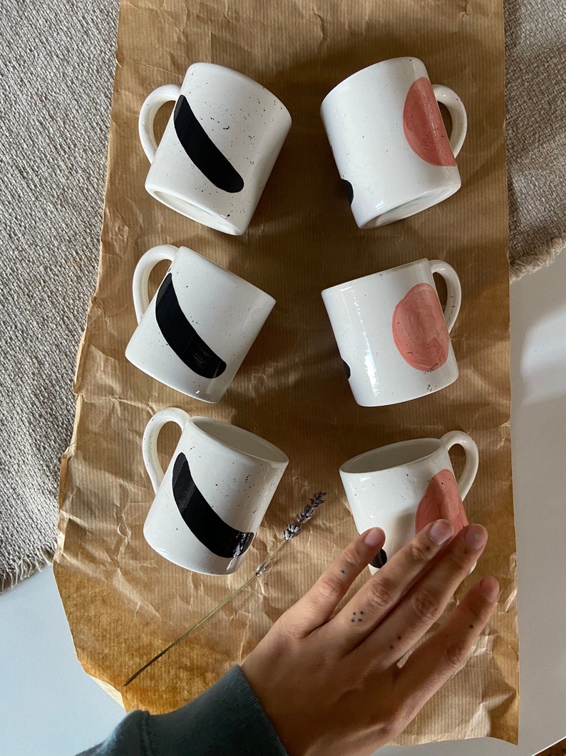 Ceramic Coffee Set / 6 Espresso Cups / Handmade Ceramic Espresso Set image 2