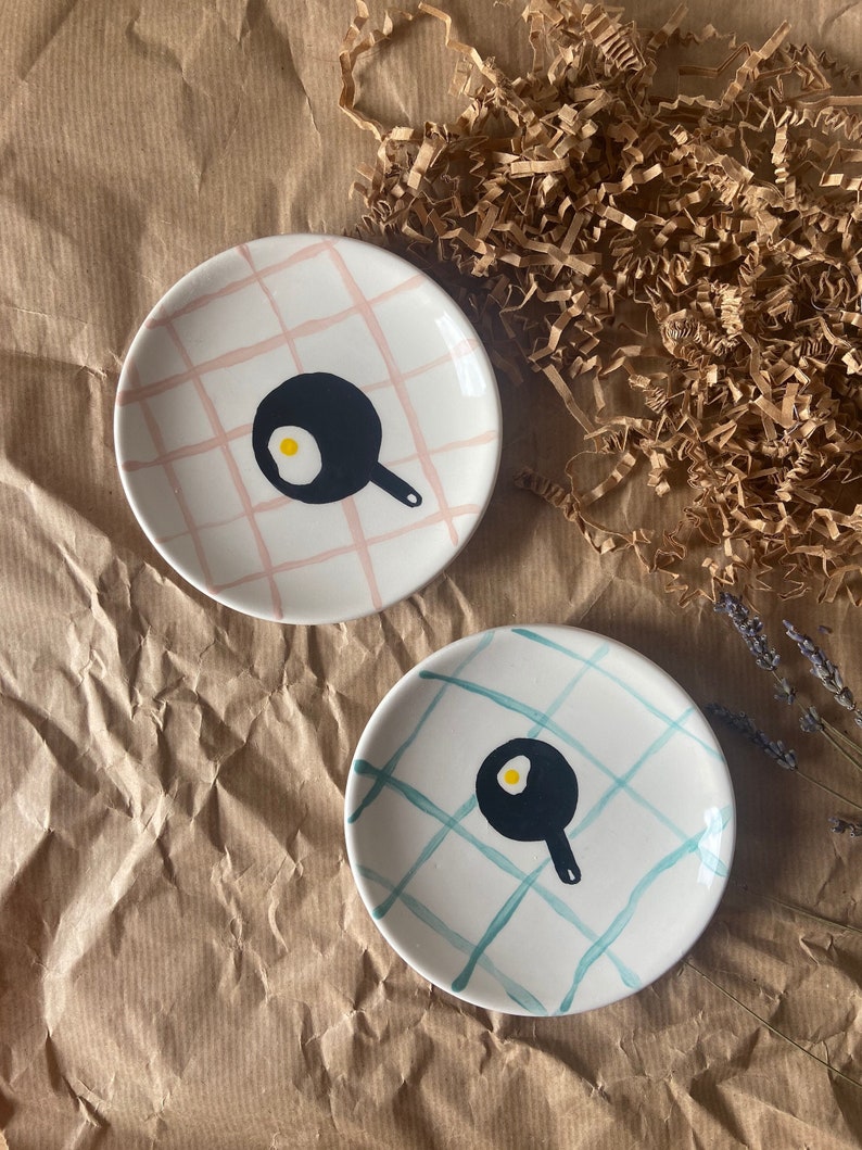 Egg Plate / Decorative ceramic plate / Trinket dish Scrambled Egg image 1