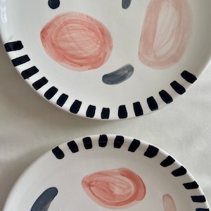 Ceramic Dinner Set Plates / 26 cm / Abstract Pattern / Wall Decor Minimal Plates / 2 Plates