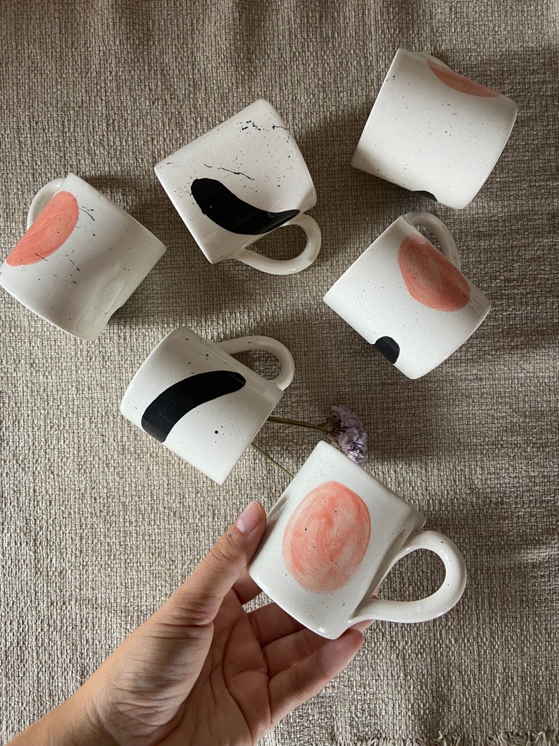 Ceramic Coffee Set / 6 Espresso Cups / Handmade Ceramic Espresso Set image 1