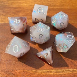 Sharp Edge Nebula Dice Set: Handmade Foil Flake RPG Gaming Dice