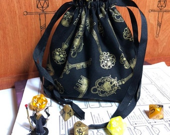 Rogue Skeleton Keys Dice Bag - Dungeons and Dragons, D&D, RPG, Pathfinder, Tabletop Gaming, Bag of Holding, Pouch