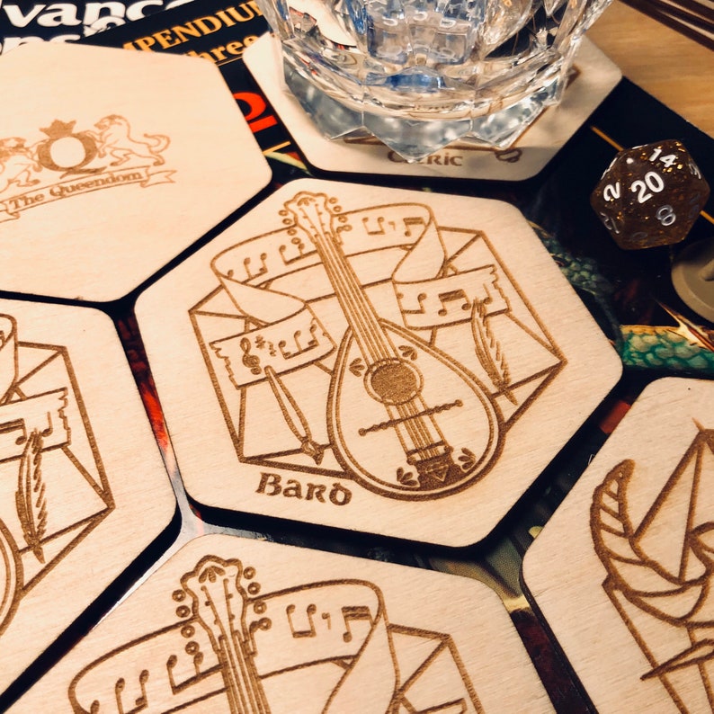 CLASS DM set of 13 D&D Class set Coasters 3.5 Hexagon Wood Coaster, DnD, Dungeons and Dragons, RPG and Fantasy Class, Dungeon Master image 2