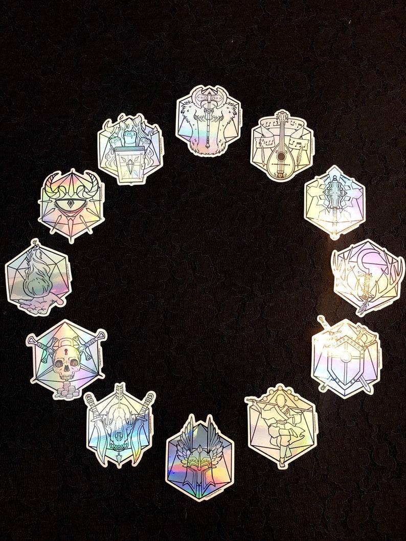 CLERIC D&D Class stickers, holographic, Dnd, Dungeons and dragons, RPG and Fantasy Class, Tabletop Gaming image 3
