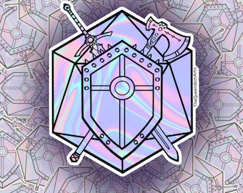Fighter D&D Class Sticker: Holographic Dungeons and Dragons RPG