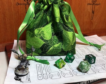 Druid Leaf Dice Bag -Dungeons and Dragons, D&D, RPG, Pathfinder, Tabletop Gaming, Bag of Holding, Pouch