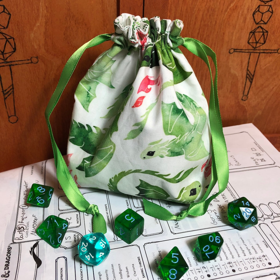 Green Dragons Dice Bag Dungeons and Dragons, D&D, RPG, Pathfinder
