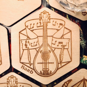 BARD - D&D Class Coaster - 3.5" Hexagon Wood Coaster, DnD, Dungeons and Dragons, Dm, RPG and Fantasy Class, Tabletop Gaming, Gaming