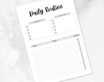 Daily Routine, Printable Journal Page, Digital Download, Bullet Journal Page, Daily Planner Page, Habit Tracker