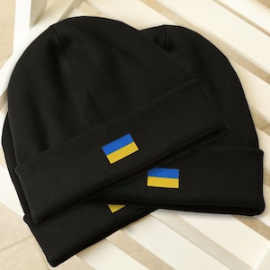 Custom Embroidered Unisex Ukrainian flag Beanie