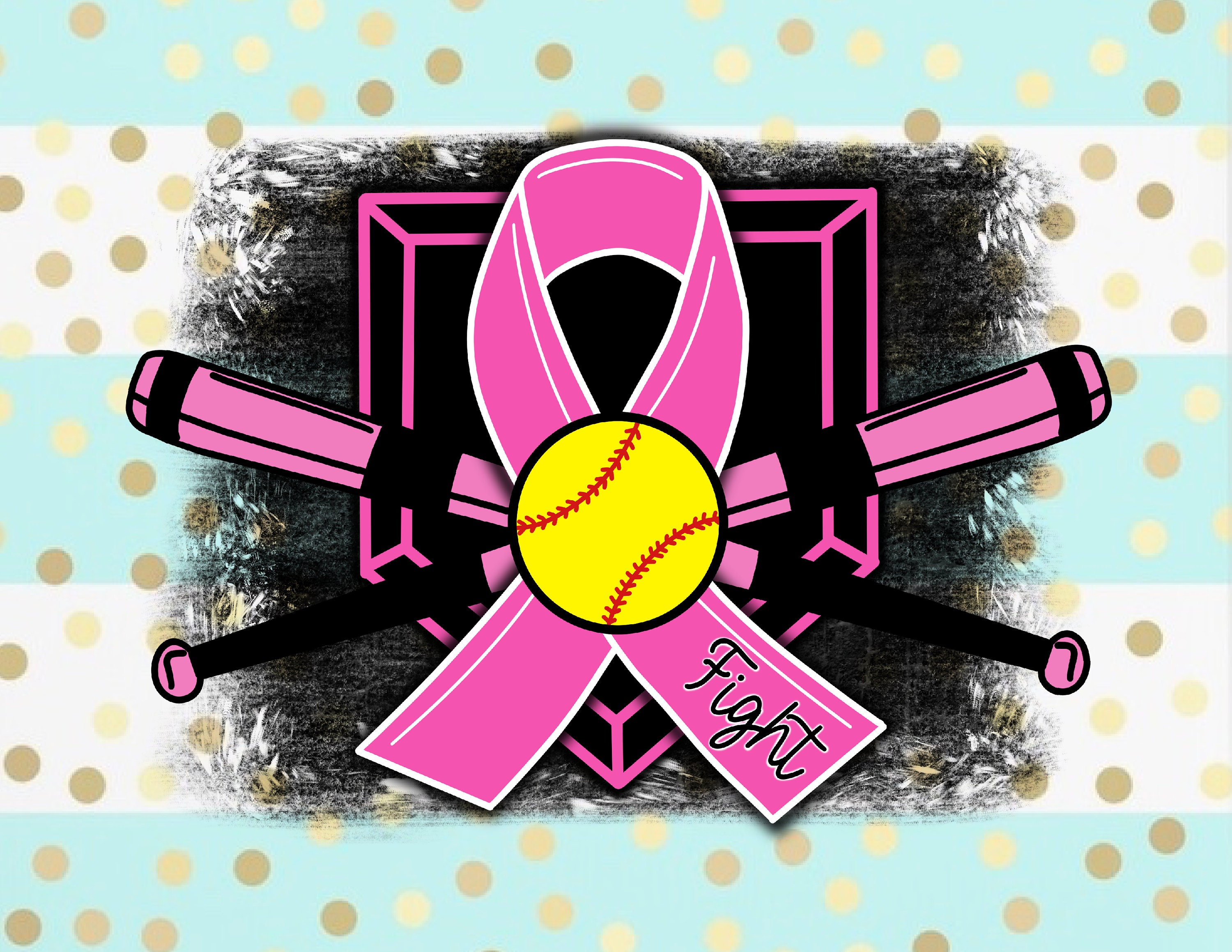 Softball Pink-out Sublimation Download - PNG - Digital Art - Hand Drawn Art - Softball - Sports - Breast Cancer Awareness