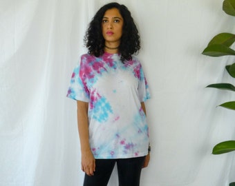 Cotton Candy Pink and Blue Tie&Dye Tshirt - Size M || Vintage Tie Dye T-shirt|| Hippie Tie Dye T-shirt || Unisex Tie Dye Tee||