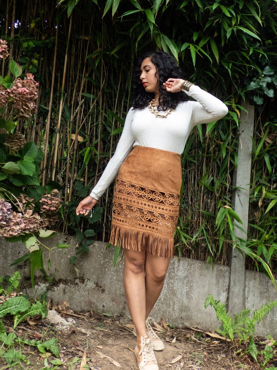 brown faux suede skirt
