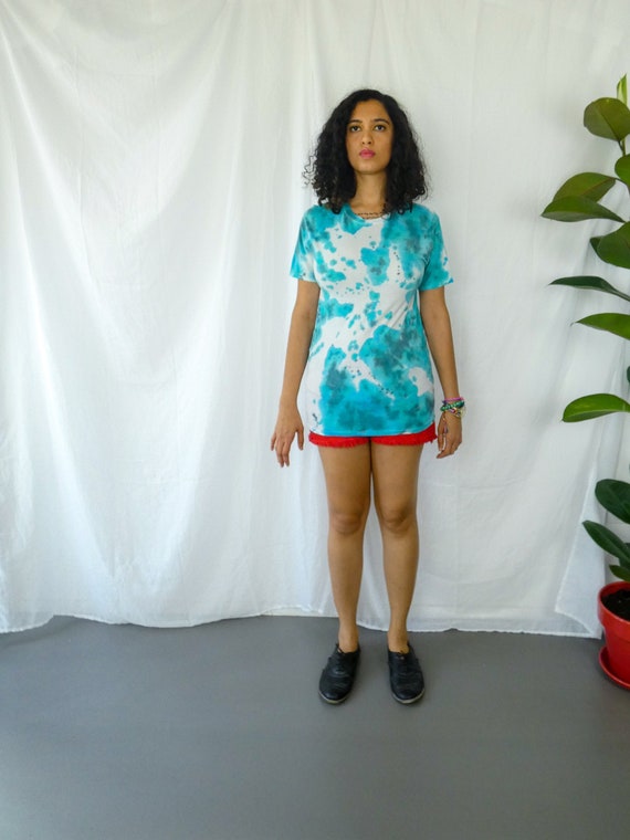 Blue Painting Tie Dye Tshirt - Size S || Vintage … - image 4