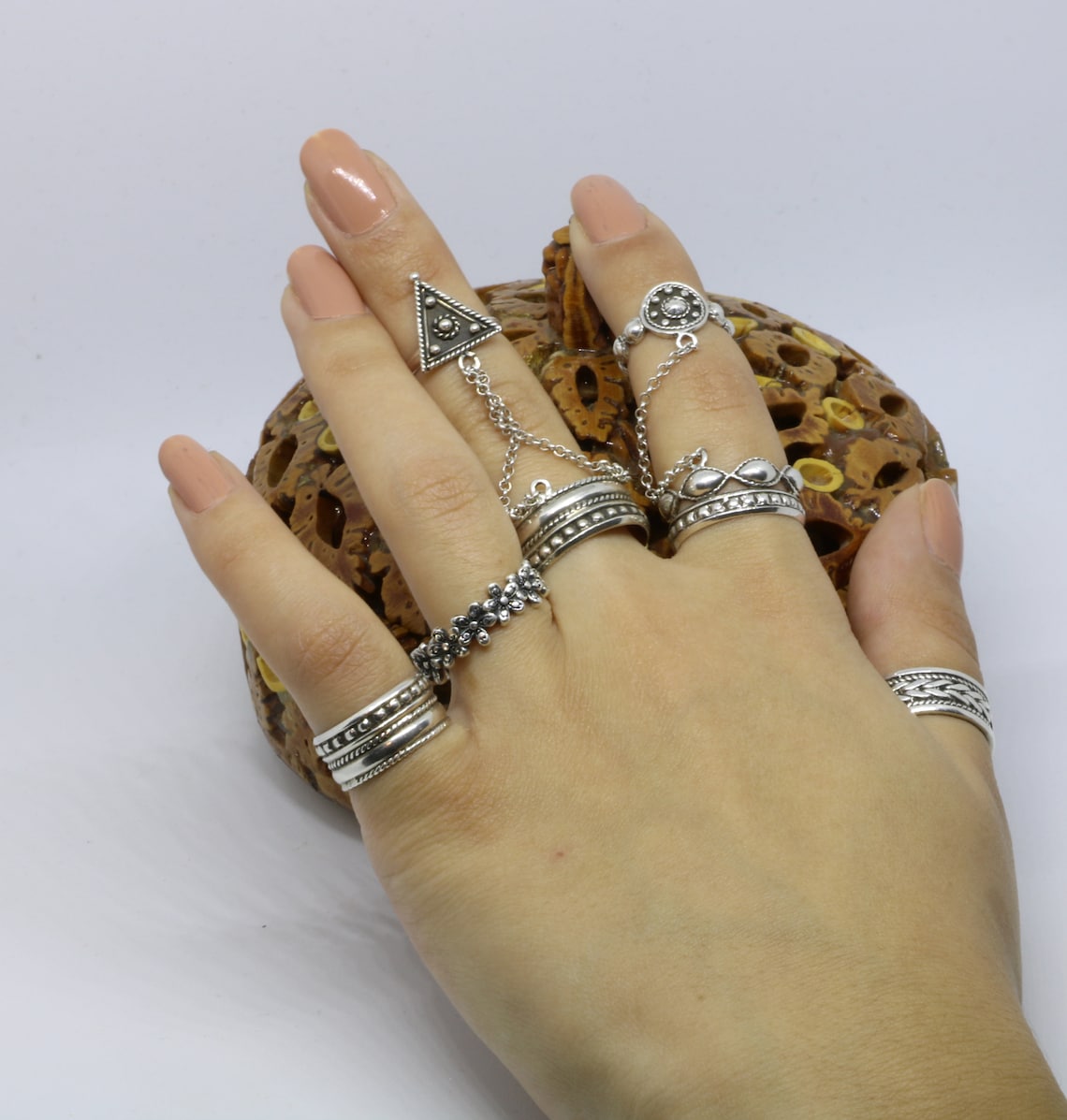 Silber DoppelRingKette verbunden 925 Sterling Silber antiken Etsy.de