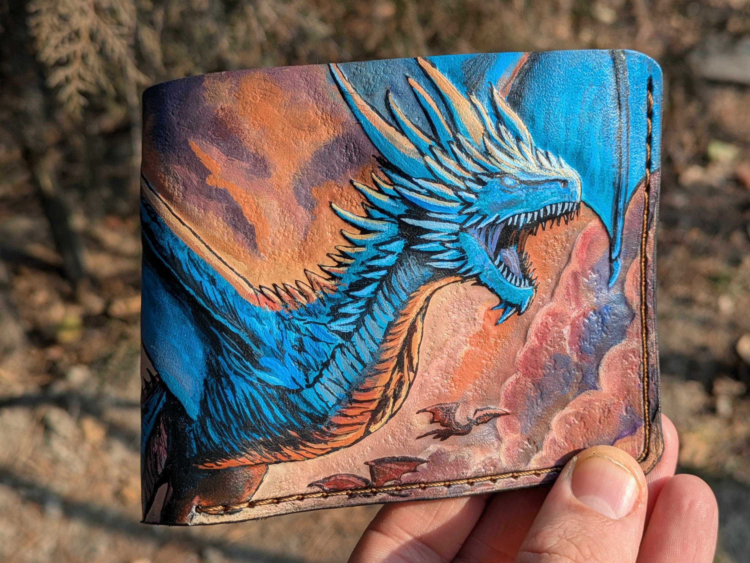 【 江戸期馬具飾革 】　雲龍図橘紋　額革/鼻革 Dragon Carved Wallet - Etsy