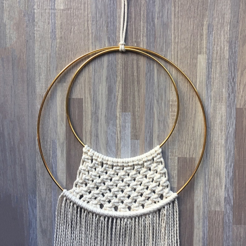 Large Macrame Circle Wall Hanging Gold Ring Macrame Hanging Etsy