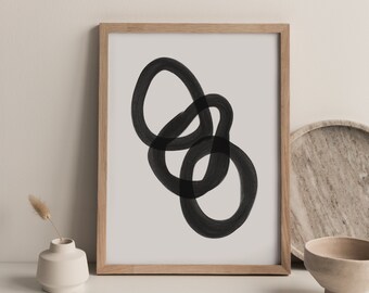 Abstract Circles Poster Wall Decor, Black and White Minimalistic Contemporary Wall Art | DIGITAL DOWNLOAD