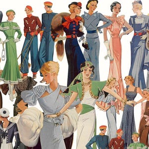90+ Vintage Mode Dam Clipart Bundle, Retro Mode, Kvinnliga Modeller, Collage-element, Polering, Kommersiellt Användning