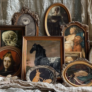 250 pinturas da Dark Academia, HQ para impressão, gótico, terror, pacote de pôsteres escuros, decoração grunge, conjunto de impressão de colagem, arte de parede de loja de tatuagem