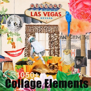 1050+ Collage Elements Ersteller lobende Cliparts, Blumen, Texturen, Statuen, Pflanzen, Surreales Grafikdesign-Bundle Digitaler Download